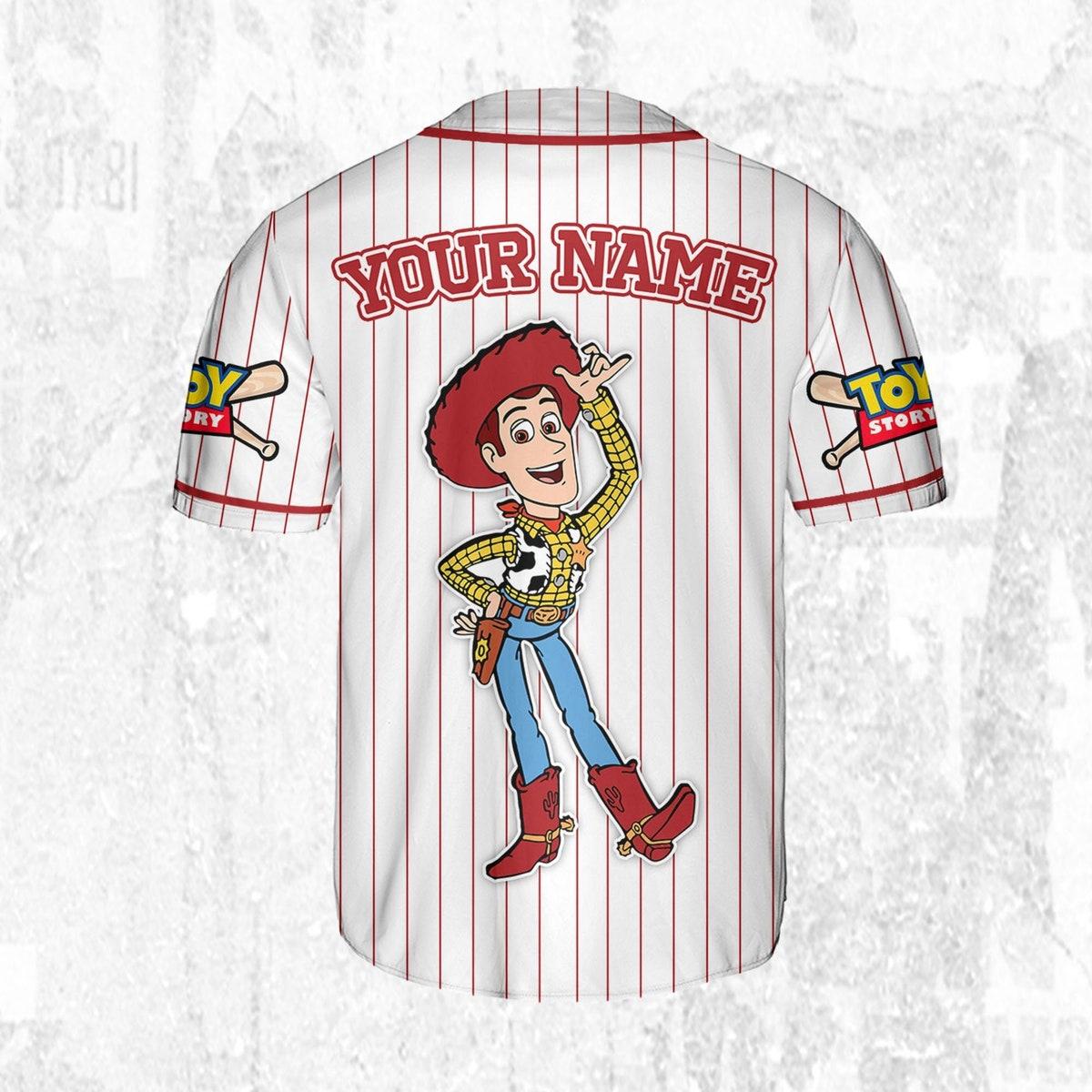 Custom Disney Toy Story Woody Sheriff Woody Buzz Lightyear Baseball Jersey 5