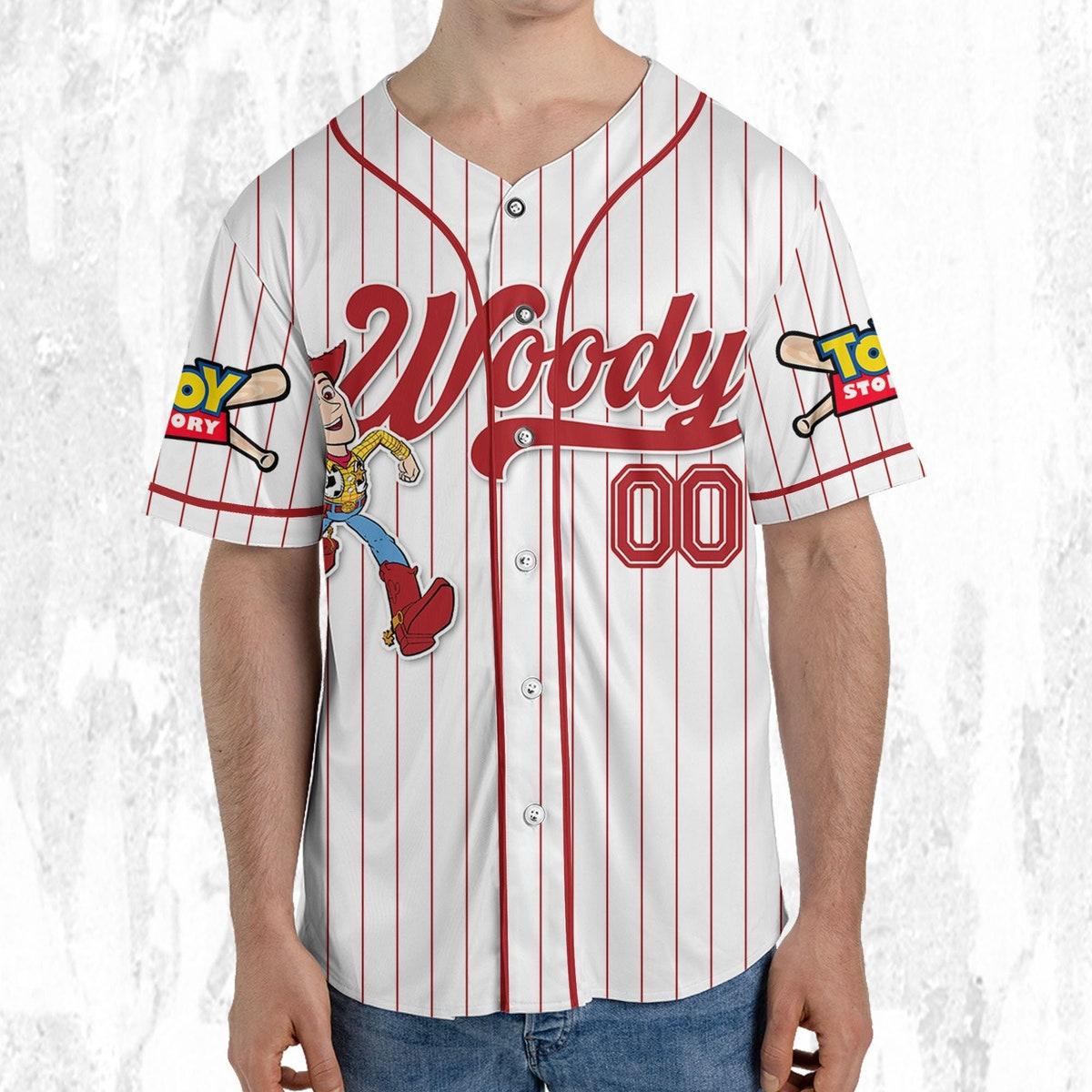 Custom Disney Toy Story Woody Sheriff Woody Buzz Lightyear Baseball Jersey 6