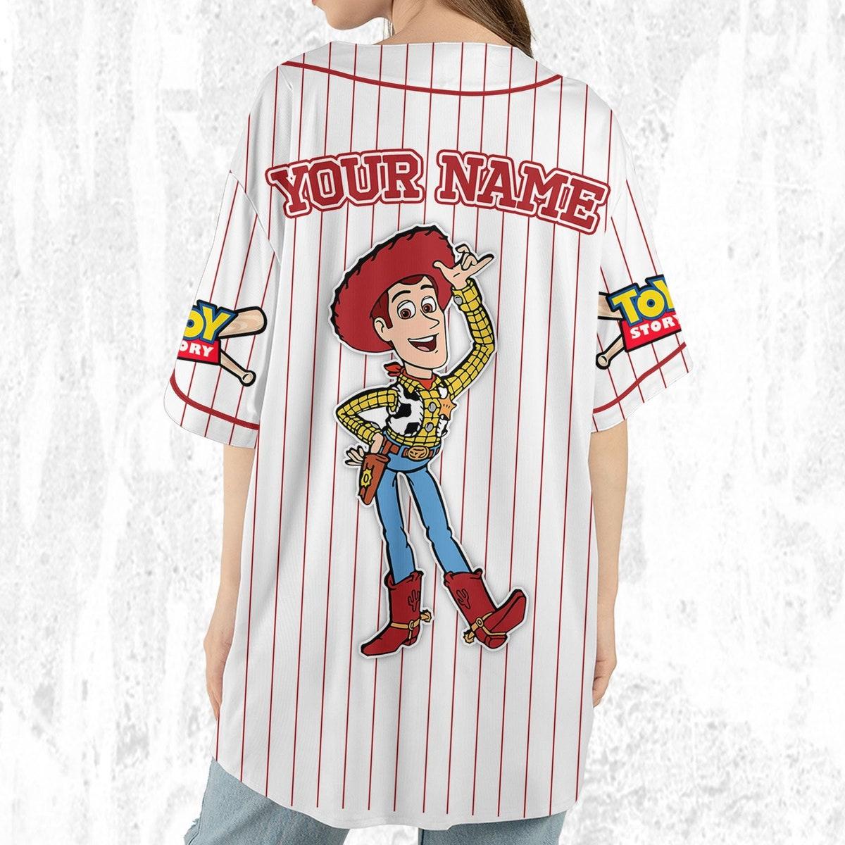 Custom Disney Toy Story Woody Sheriff Woody Buzz Lightyear Baseball Jersey 7