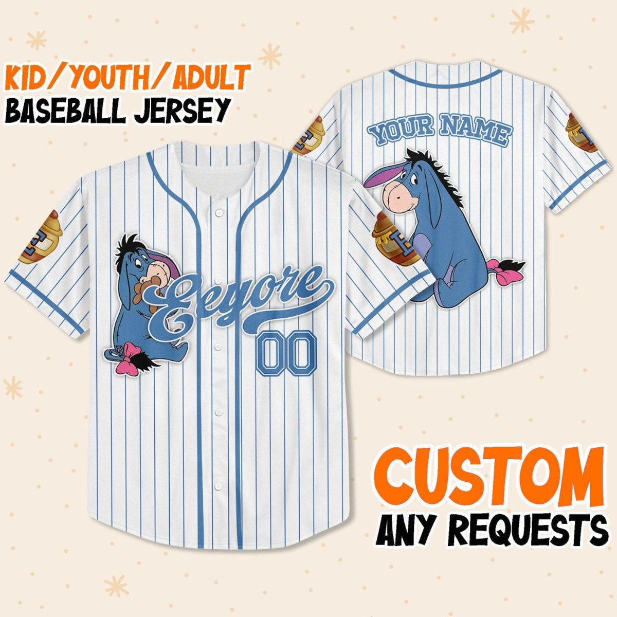 Custom Disney Winnie The Pooh Eeyore Baseball Jersey 1