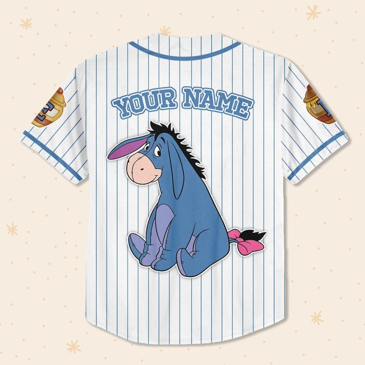 Custom Disney Winnie The Pooh Eeyore Baseball Jersey 3