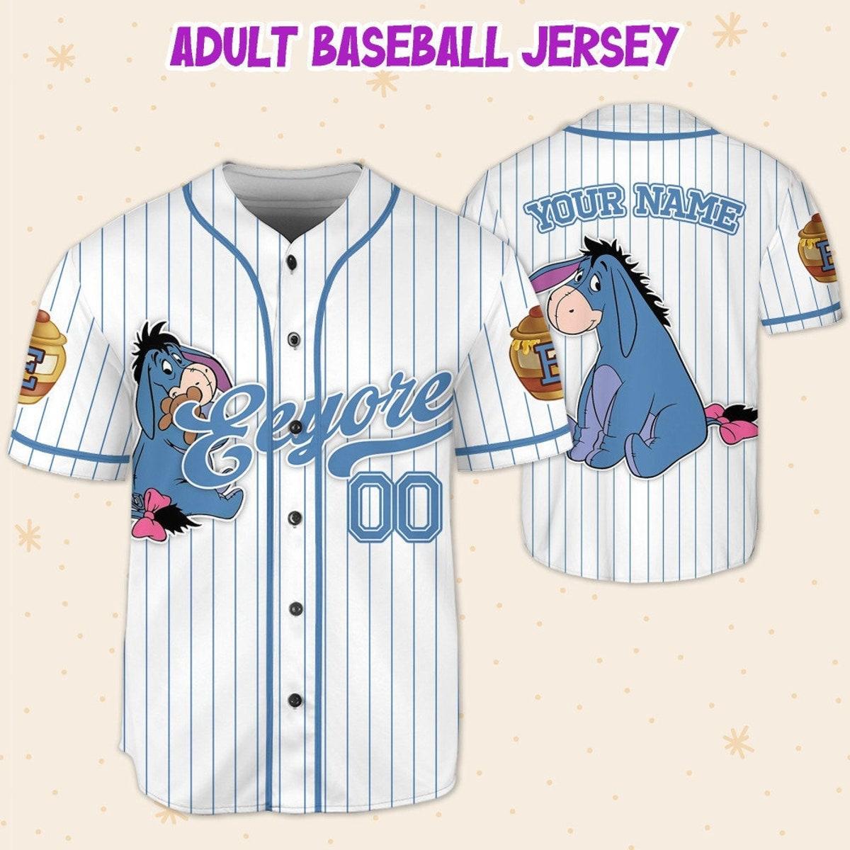 Custom Disney Winnie The Pooh Eeyore Baseball Jersey 5