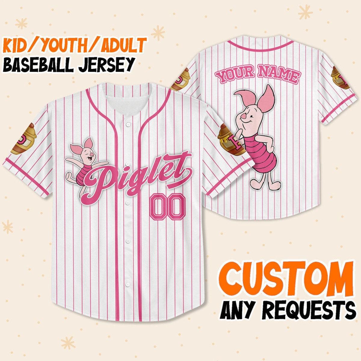 Custom Disney Winnie The Pooh Piglet Baseball Jersey 1