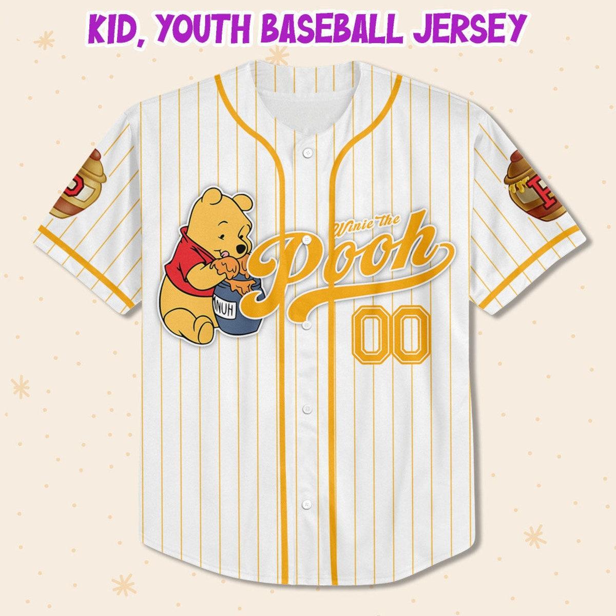 Custom Disney Winnie The Pooh Pooh Baseball Jersey 2