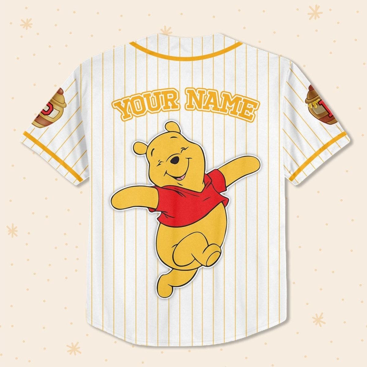 Custom Disney Winnie The Pooh Pooh Baseball Jersey 3