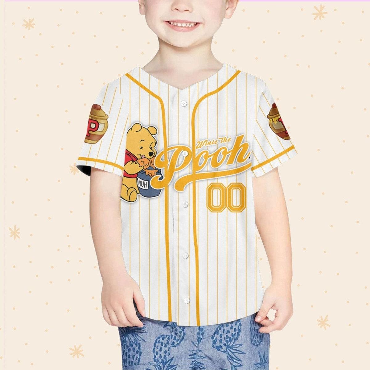 Custom Disney Winnie The Pooh Pooh Baseball Jersey 4