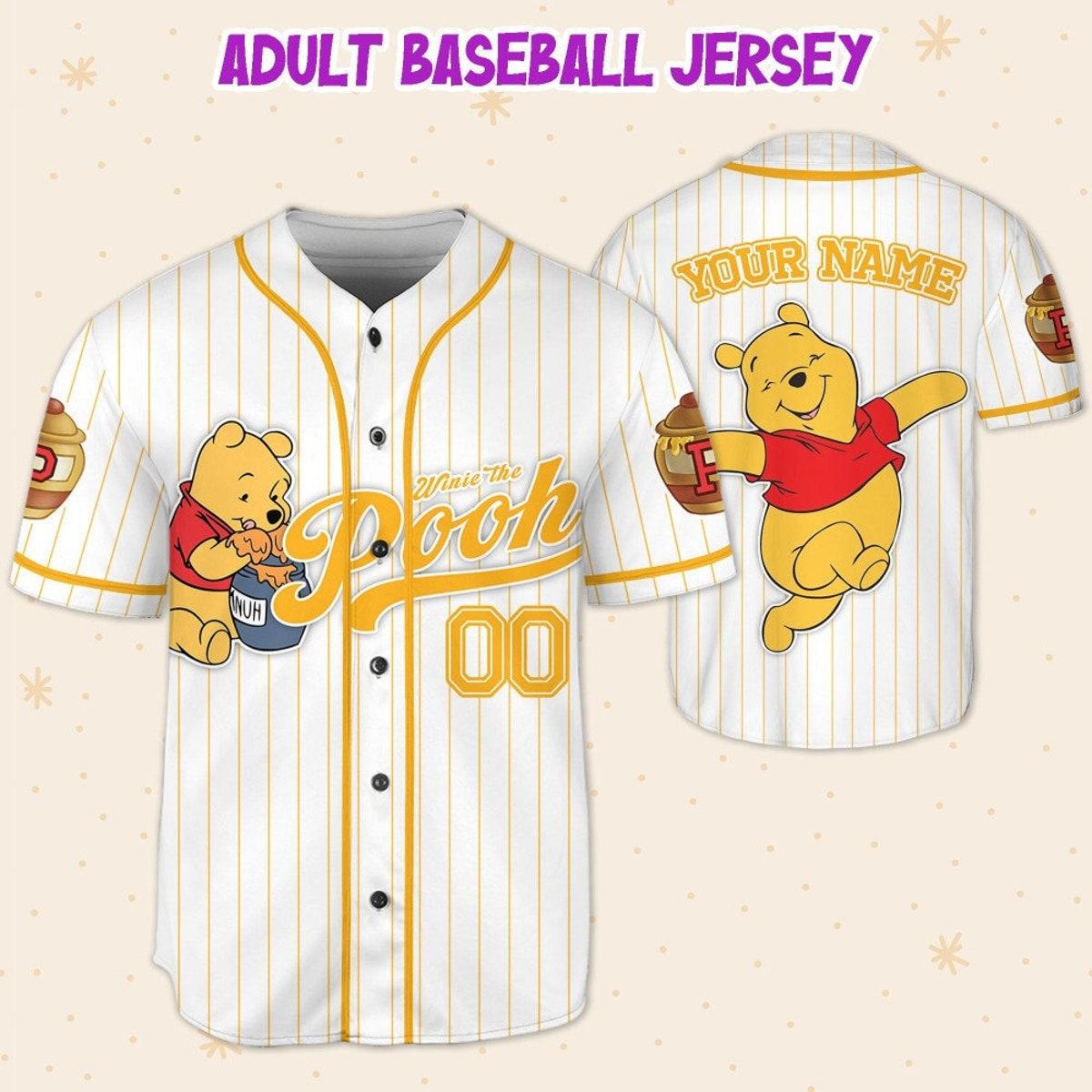 Custom Disney Winnie The Pooh Pooh Baseball Jersey 5