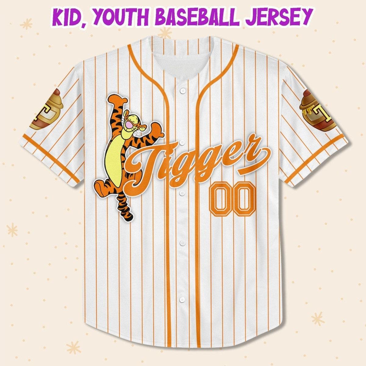 Custom Disney Winnie The Pooh Tigger Baseball Jersey 2