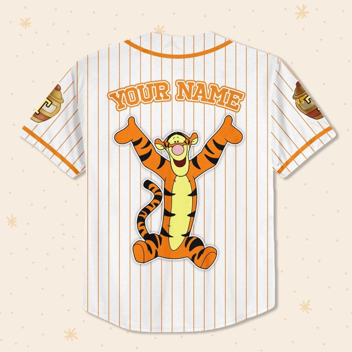 Custom Disney Winnie The Pooh Tigger Baseball Jersey 3