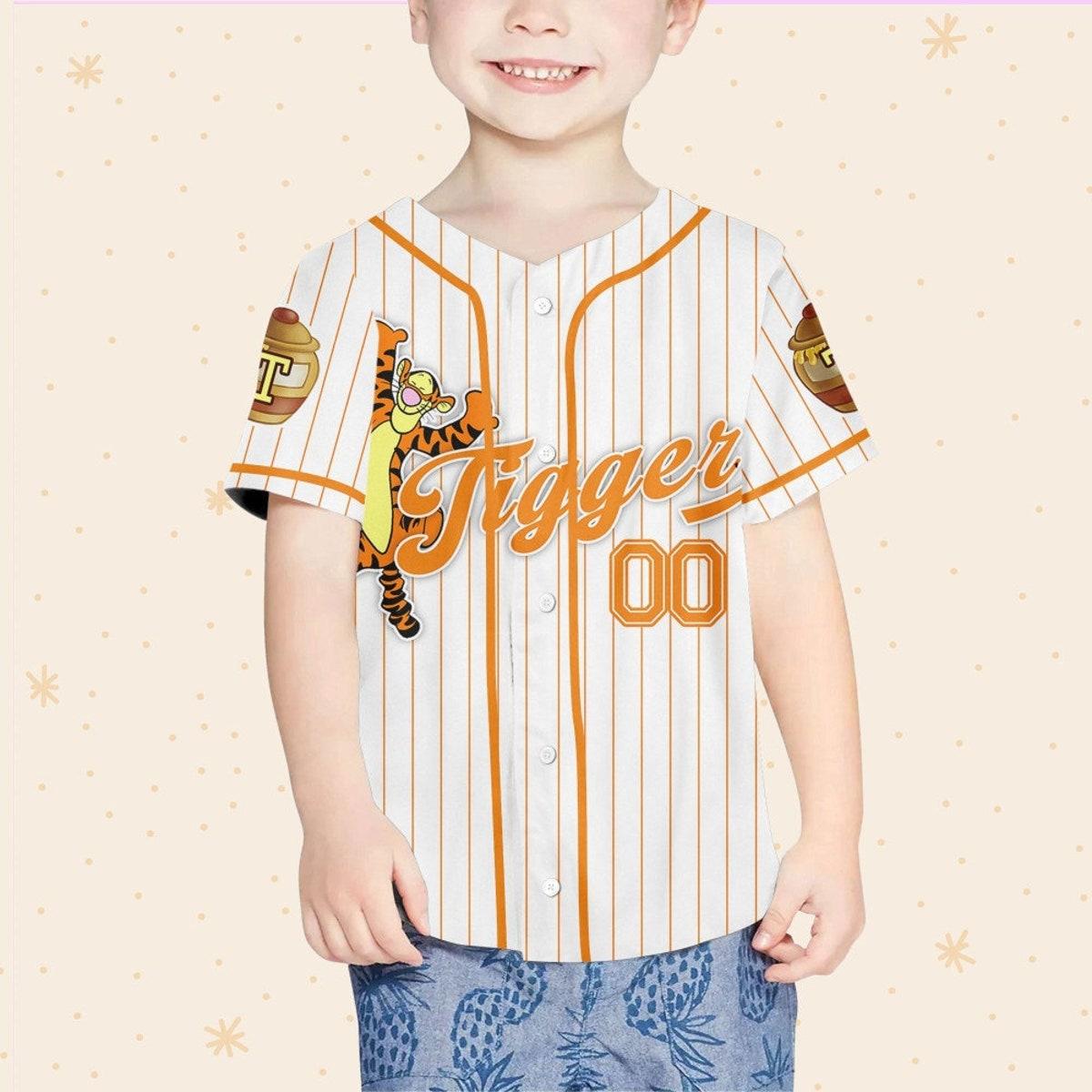 Custom Disney Winnie The Pooh Tigger Baseball Jersey 4