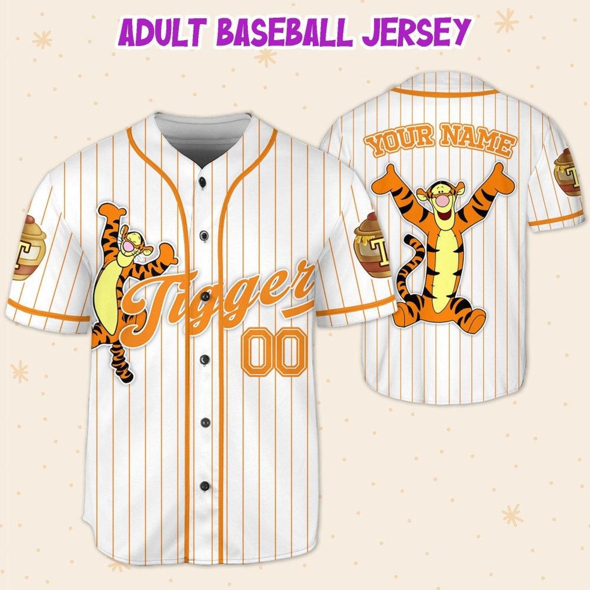 Custom Disney Winnie The Pooh Tigger Baseball Jersey 5