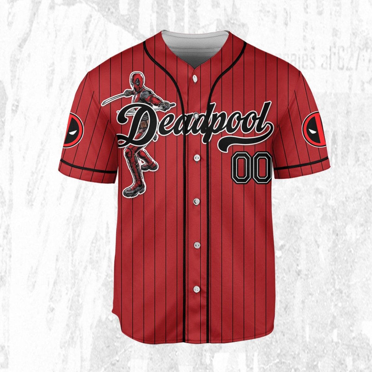 Custom Disney Wolverine And Deadpool Hero Sport Baseball Jersey 3