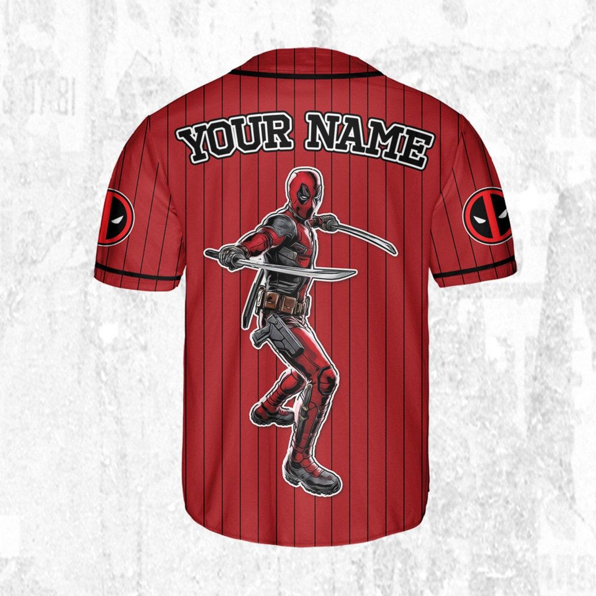 Custom Disney Wolverine And Deadpool Hero Sport Baseball Jersey 4