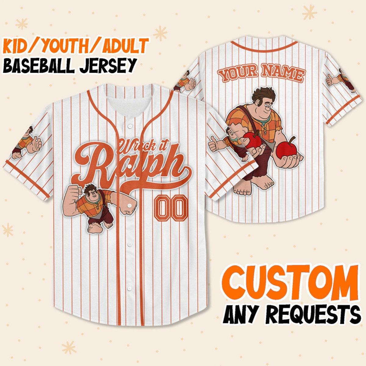 Custom Disney Wreck It Ralph Simple Stripe Baseball Jersey 1