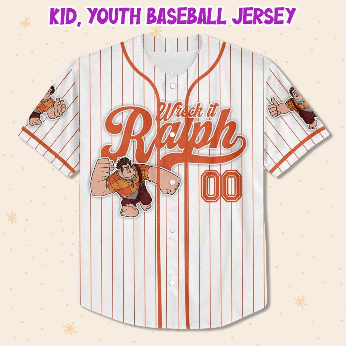 Custom Disney Wreck It Ralph Simple Stripe Baseball Jersey 2