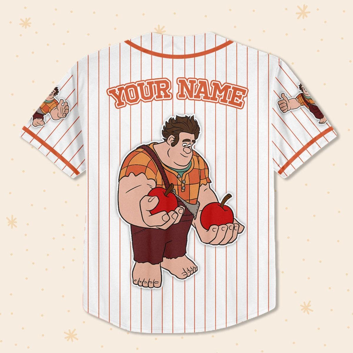 Custom Disney Wreck It Ralph Simple Stripe Baseball Jersey 3