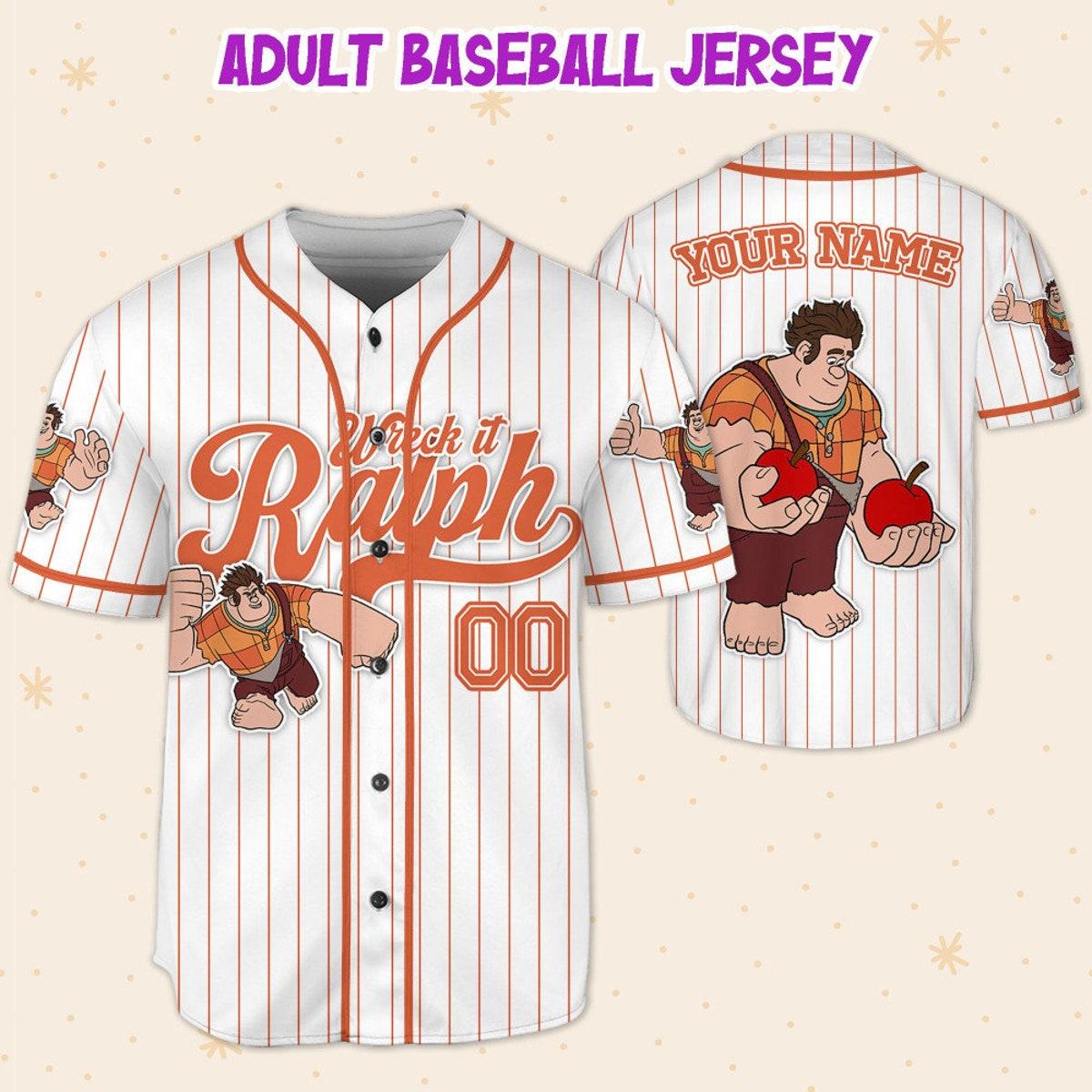 Custom Disney Wreck It Ralph Simple Stripe Baseball Jersey 5