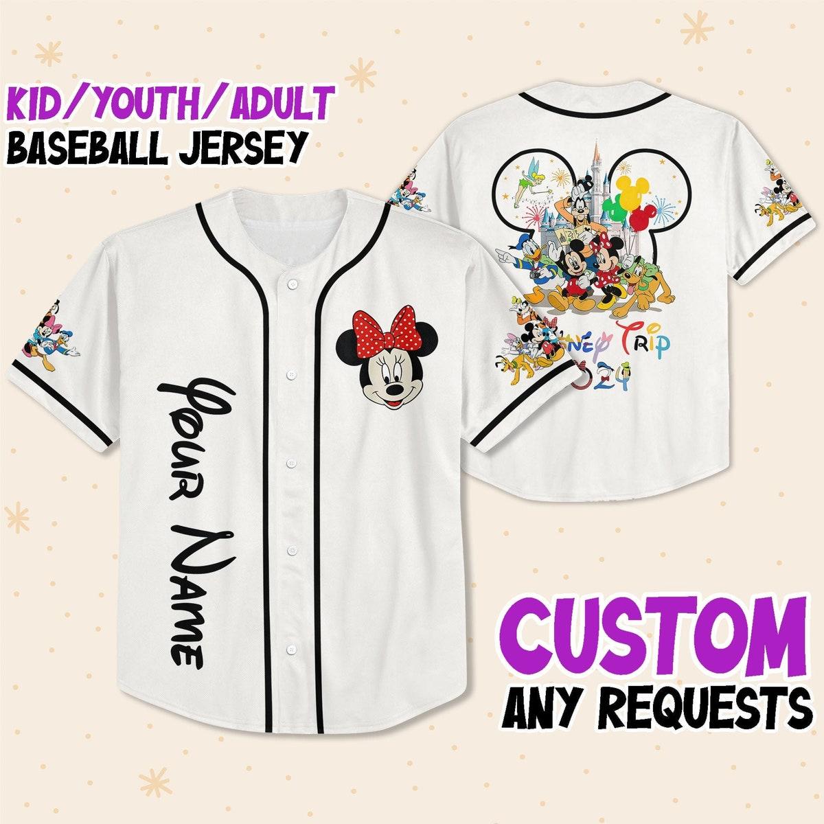 Custom Disneyland Disney Trip With Minnie Mouse 2024 Custom Baseball Jersey 1