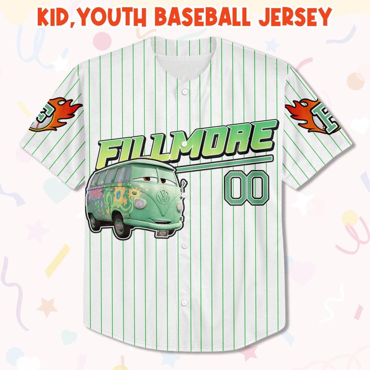 Custom Fillmor Green Lightning Mcqueen Baseball Jersey 2