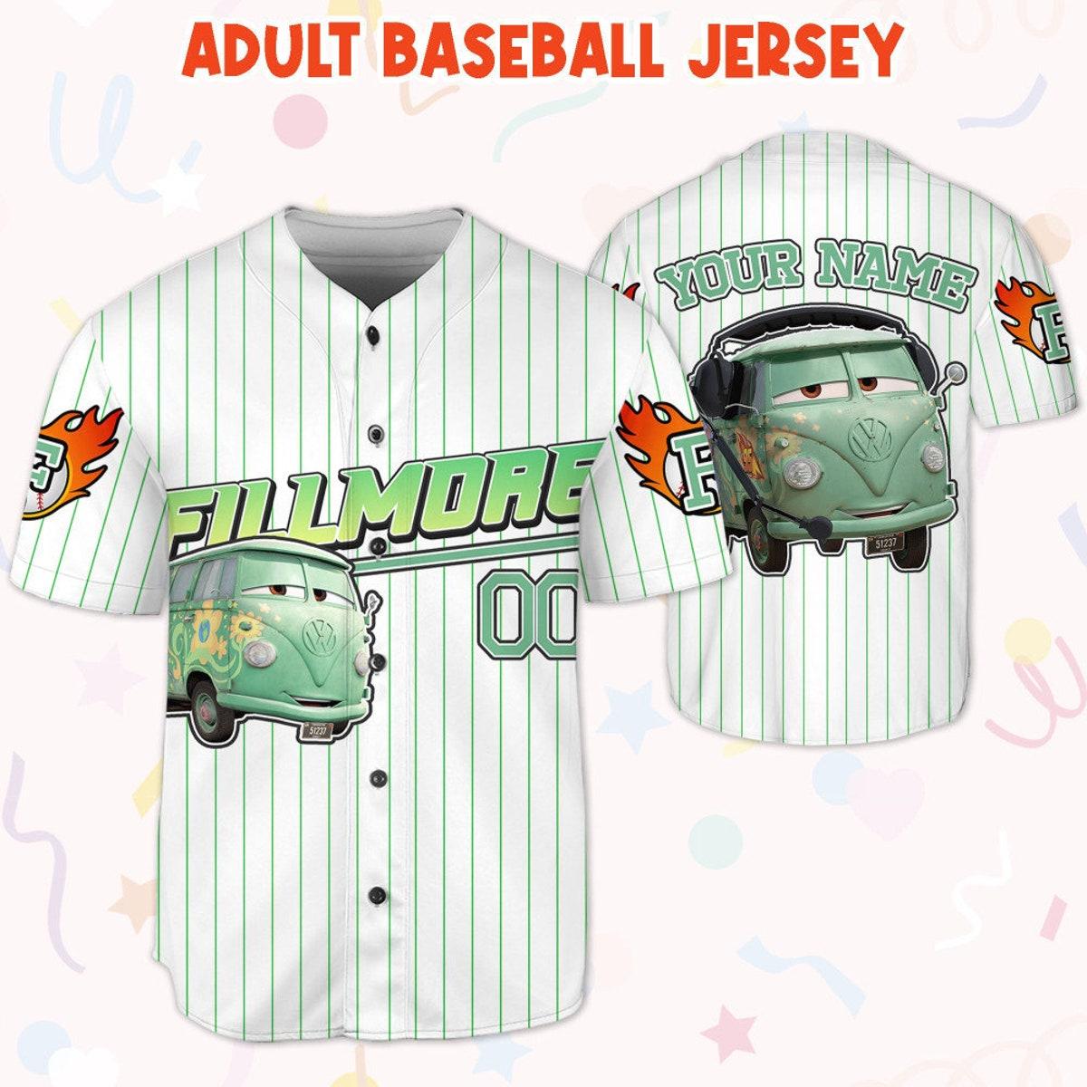 Custom Fillmor Green Lightning Mcqueen Baseball Jersey 5