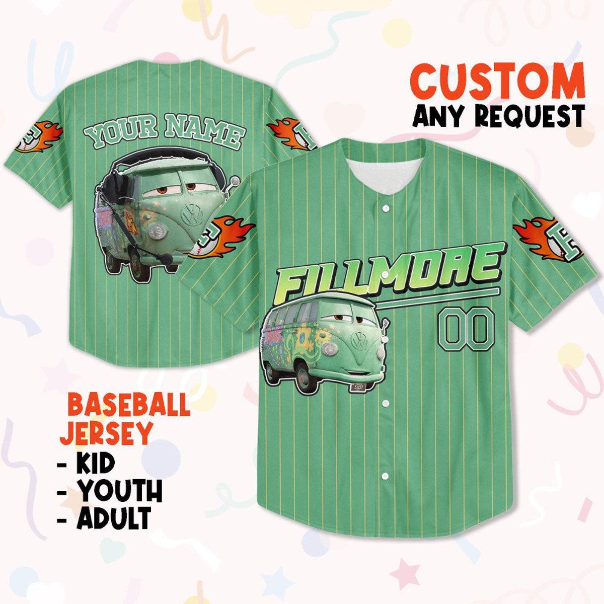 Custom Fillmore Green Lightning Mcqueen Baseball Jersey 1