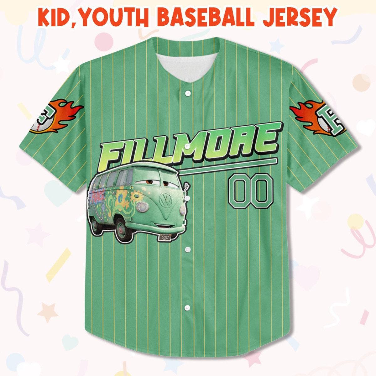 Custom Fillmore Green Lightning Mcqueen Baseball Jersey 2