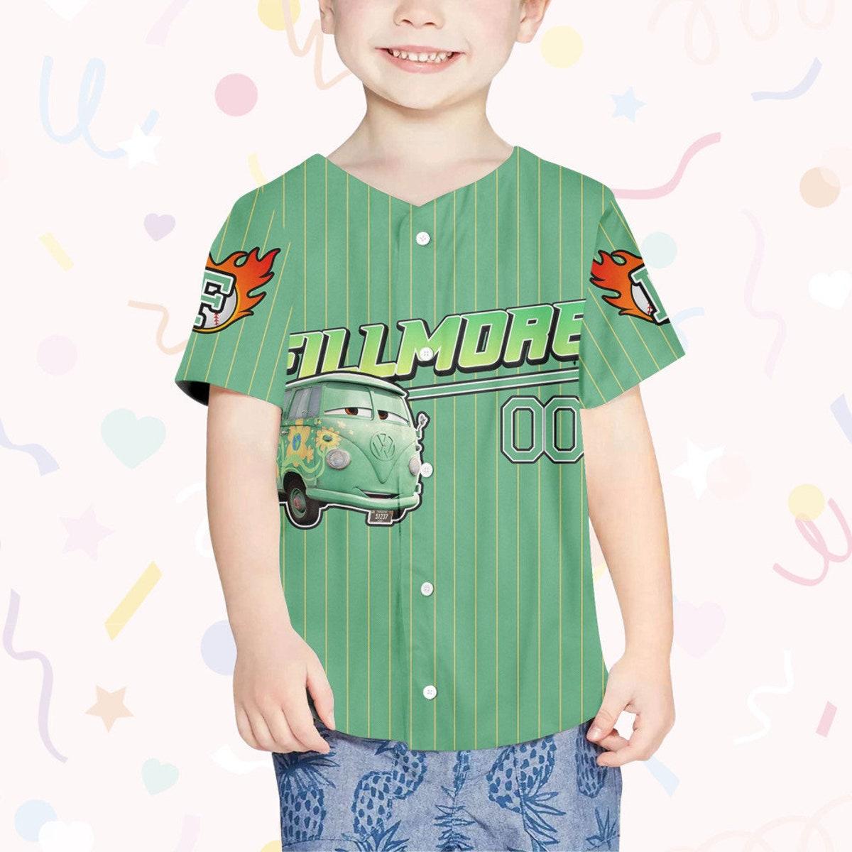 Custom Fillmore Green Lightning Mcqueen Baseball Jersey 4