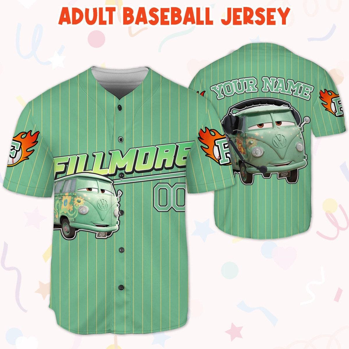 Custom Fillmore Green Lightning Mcqueen Baseball Jersey 5