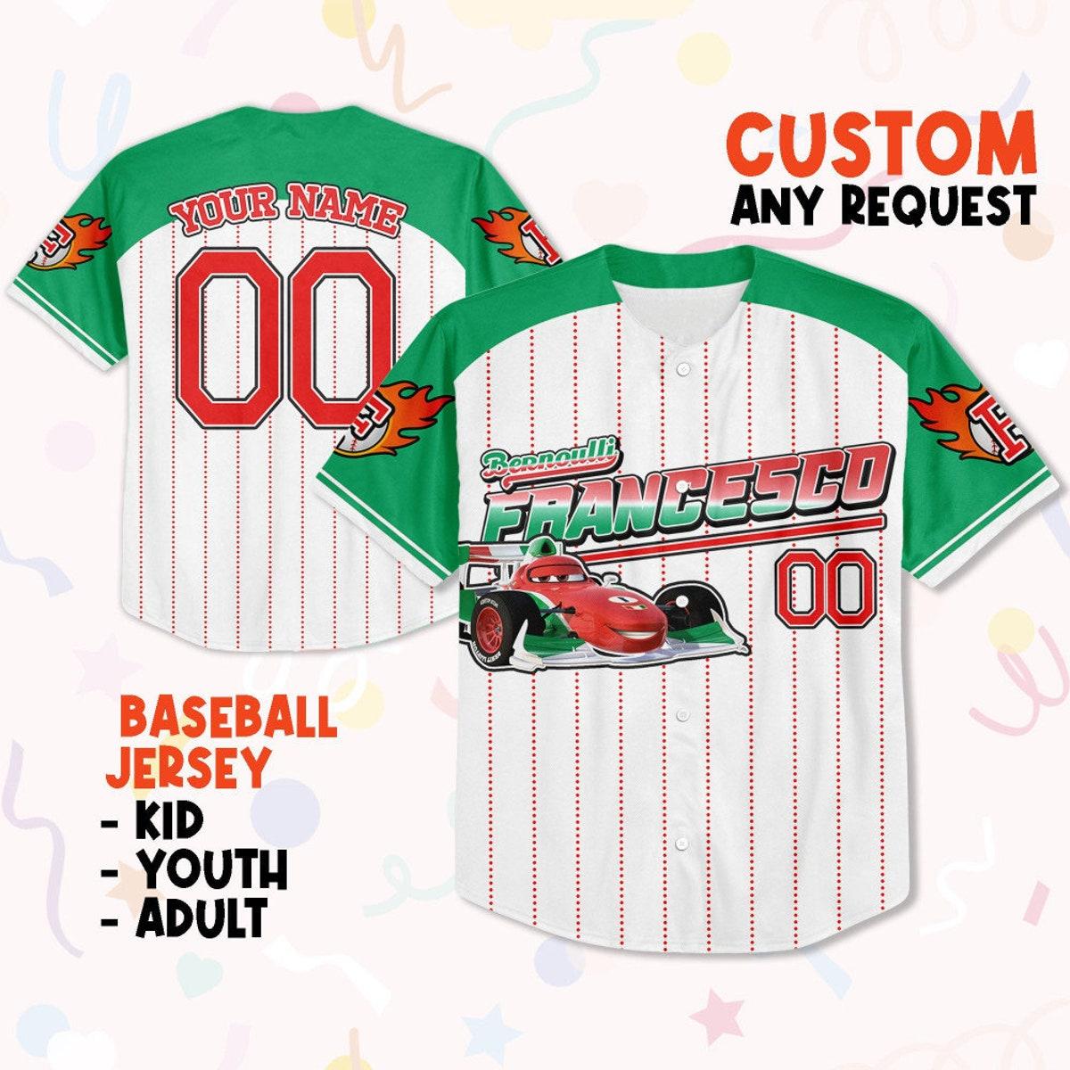 Custom Francesco Green Lightning Mcqueen Baseball Jersey 1