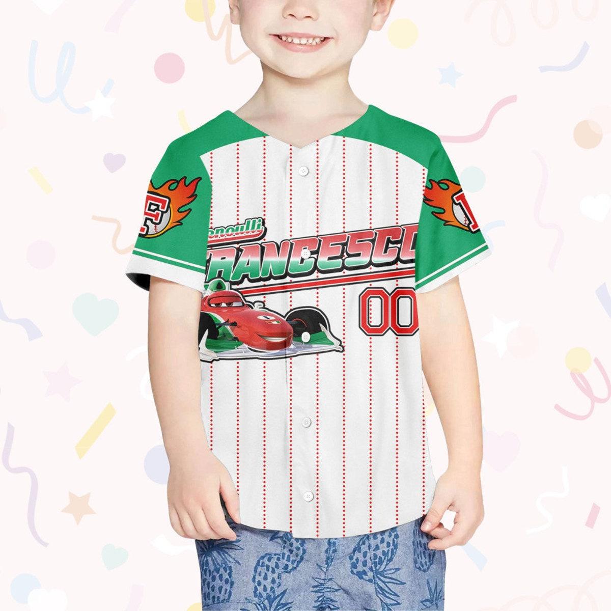 Custom Francesco Green Lightning Mcqueen Baseball Jersey 4