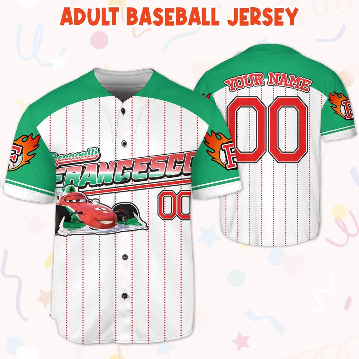 Custom Francesco Green Lightning Mcqueen Baseball Jersey 5