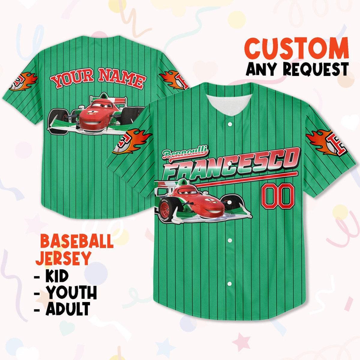 Custom Francesco Redgreen Lightning Mcqueen Baseball Jersey 1