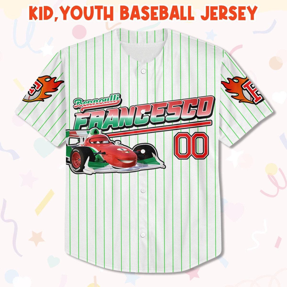 Custom Francesco Redgreen Lightning Mcqueen Baseball Jersey 2