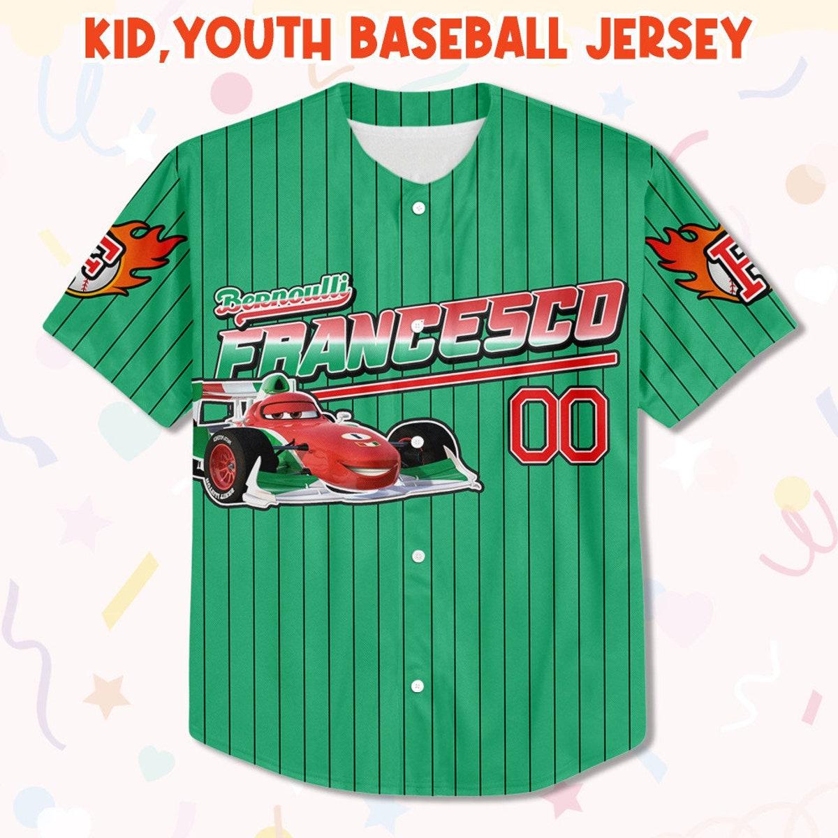 Custom Francesco Redgreen Lightning Mcqueen Baseball Jersey 2