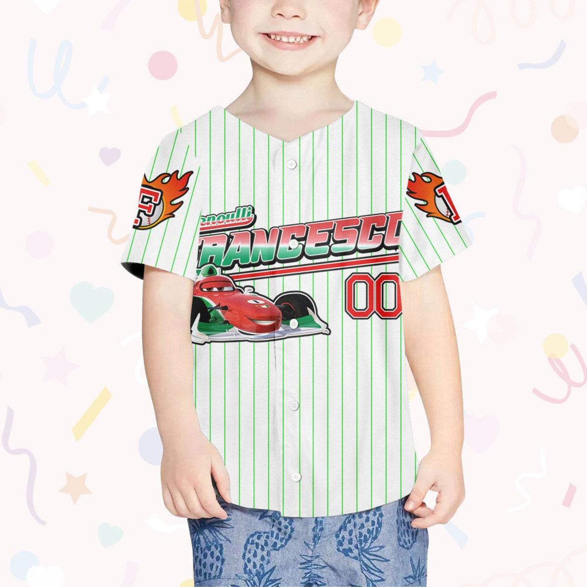 Custom Francesco Redgreen Lightning Mcqueen Baseball Jersey 4