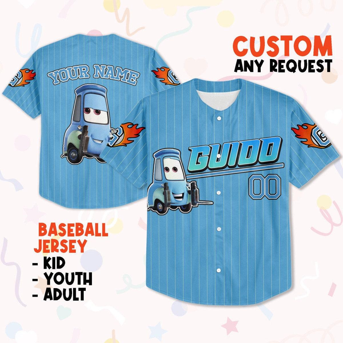 Custom Guido Blue Jersey Lightning Mcqueen Baseball Jersey 1