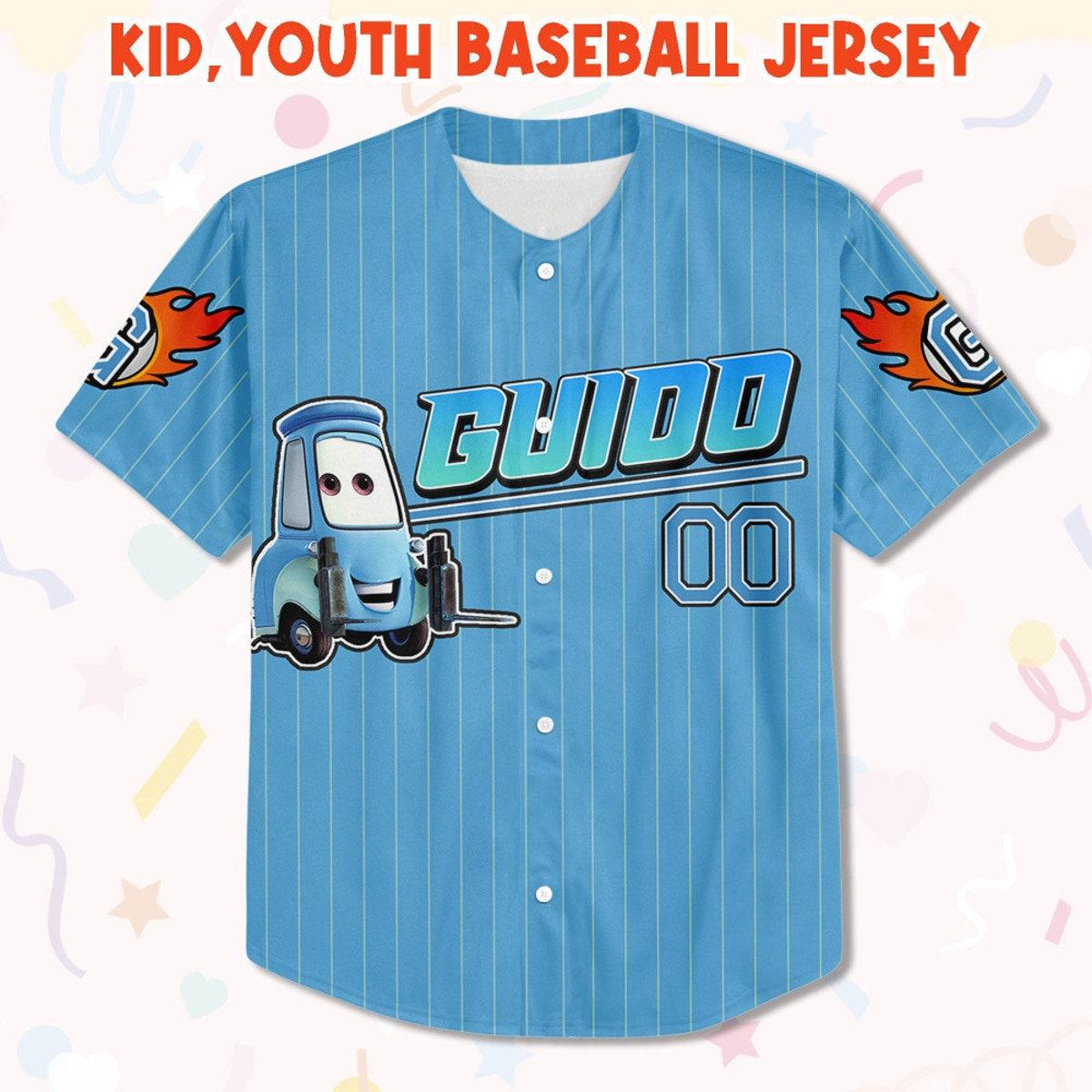 Custom Guido Blue Jersey Lightning Mcqueen Baseball Jersey 2