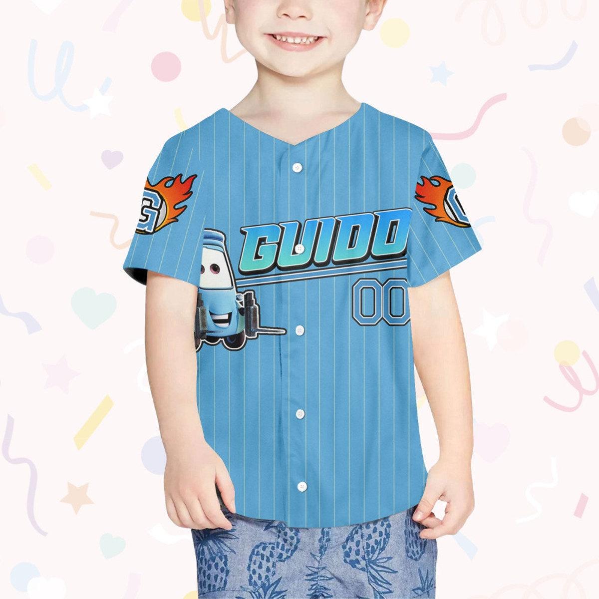 Custom Guido Blue Jersey Lightning Mcqueen Baseball Jersey 4