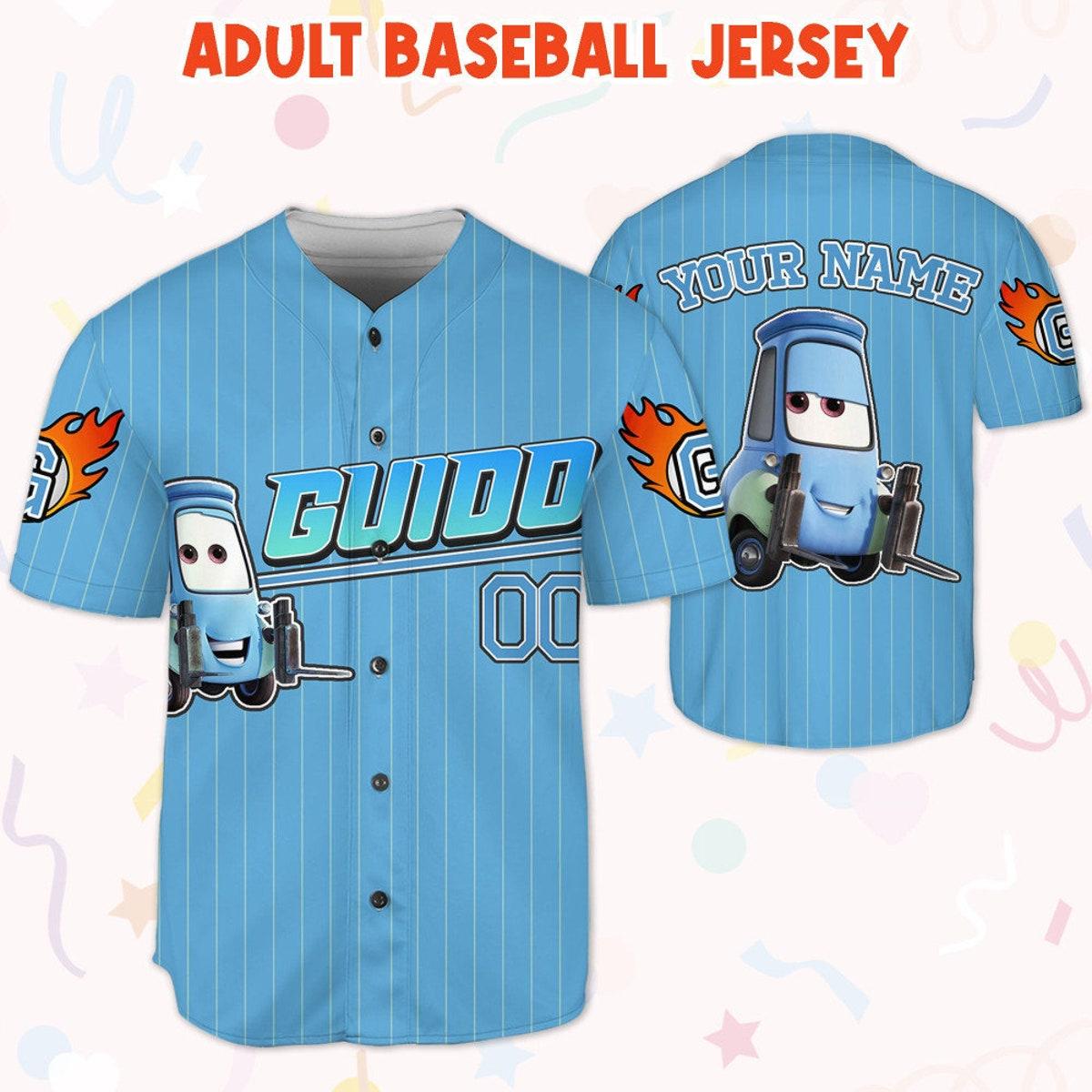 Custom Guido Blue Jersey Lightning Mcqueen Baseball Jersey 5