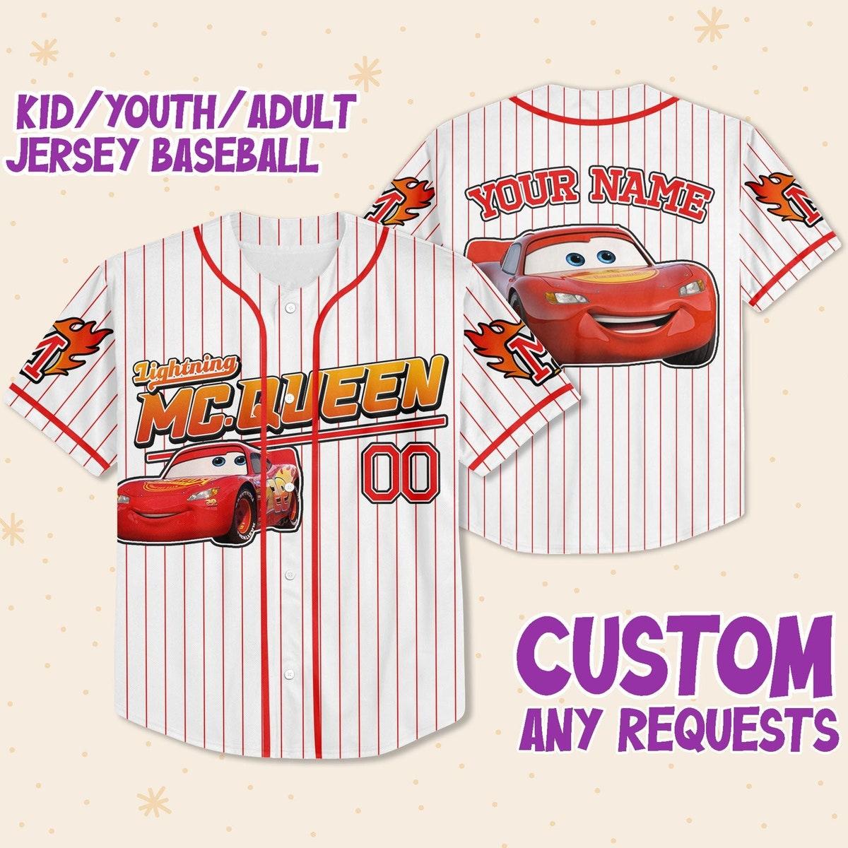 Custom Lightning Mcqueen Car Jersey Custom Text Baseball Jersey 1