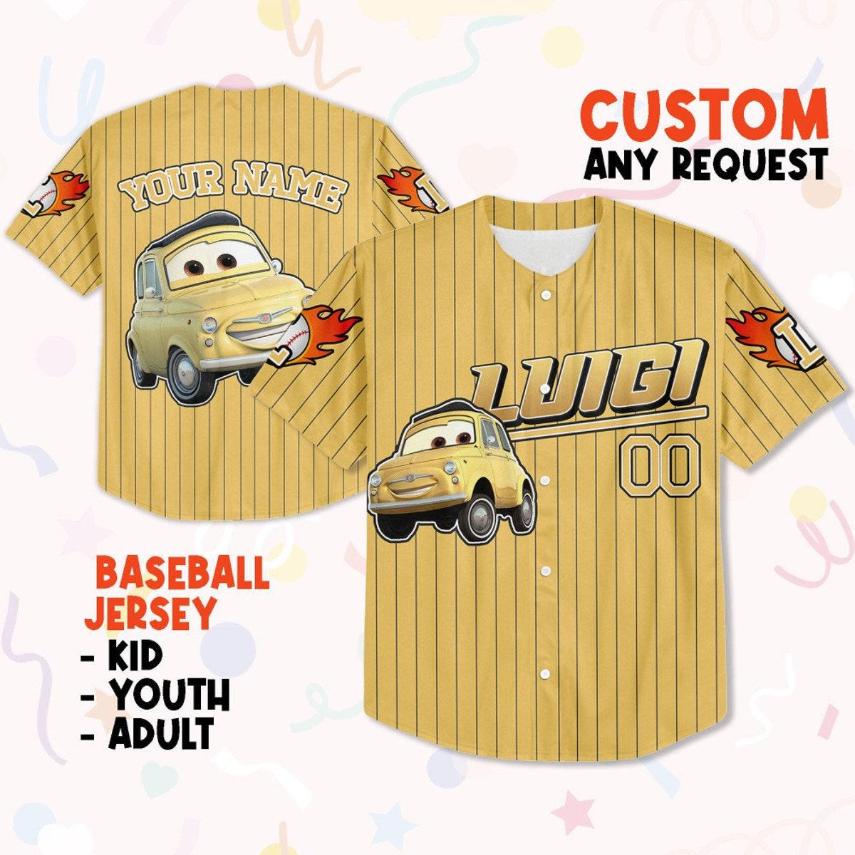 Custom Luigi Yellow Birthday Baseball Jersey 1