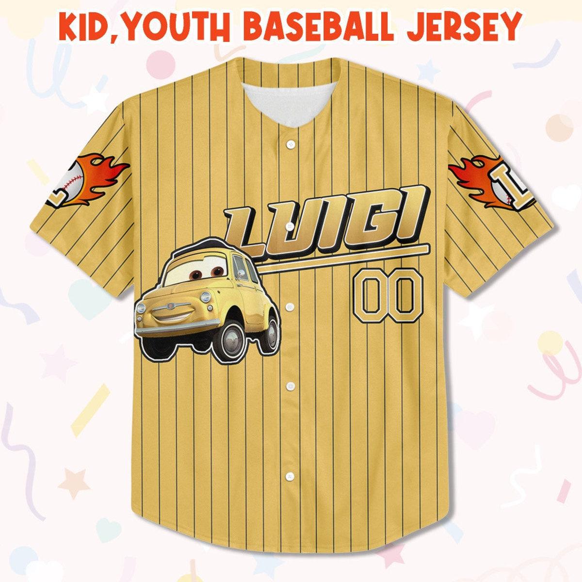 Custom Luigi Yellow Birthday Baseball Jersey 2