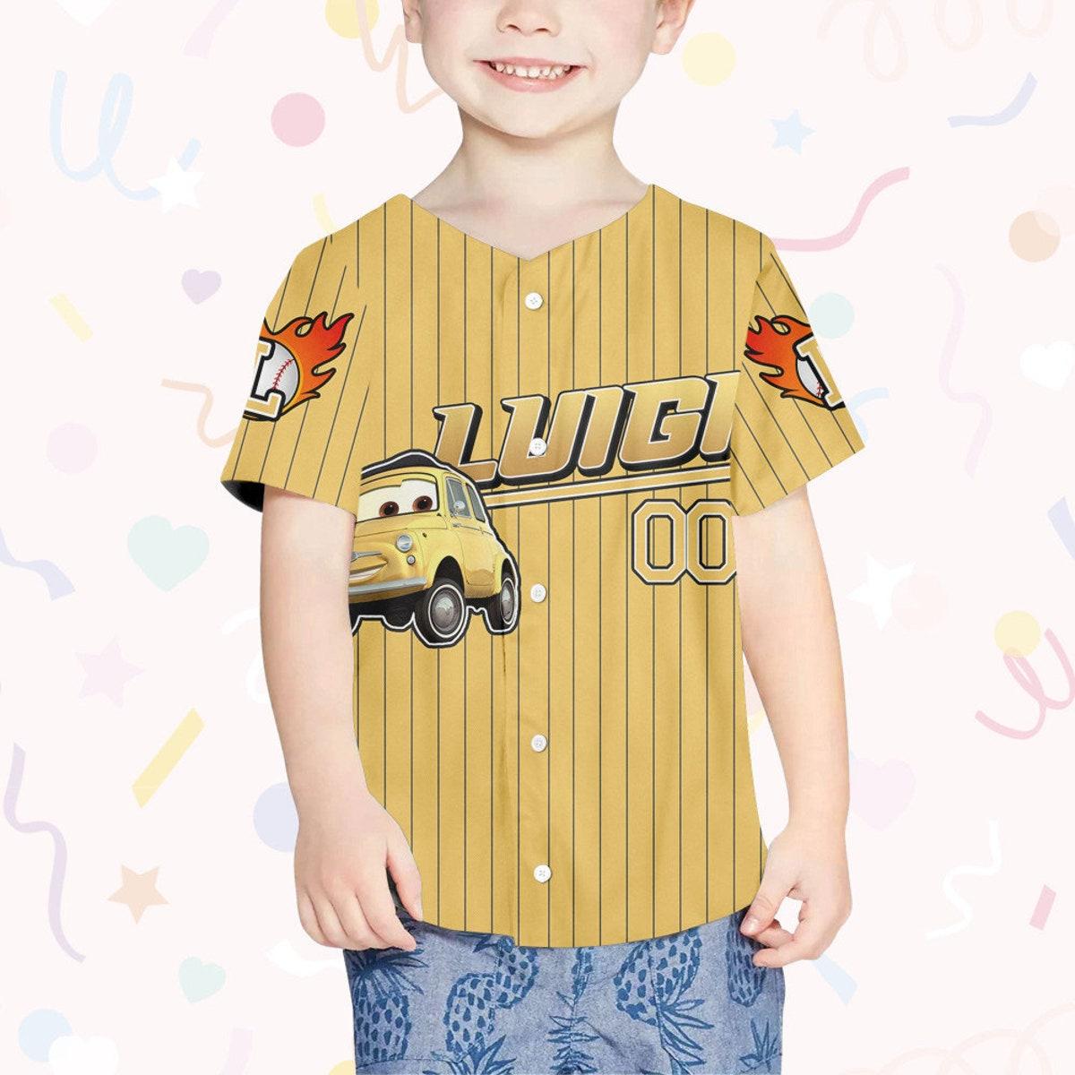 Custom Luigi Yellow Birthday Baseball Jersey 4