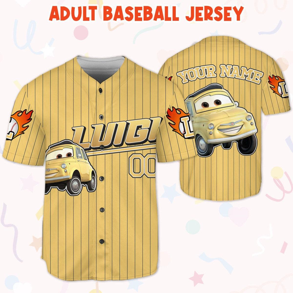 Custom Luigi Yellow Birthday Baseball Jersey 5