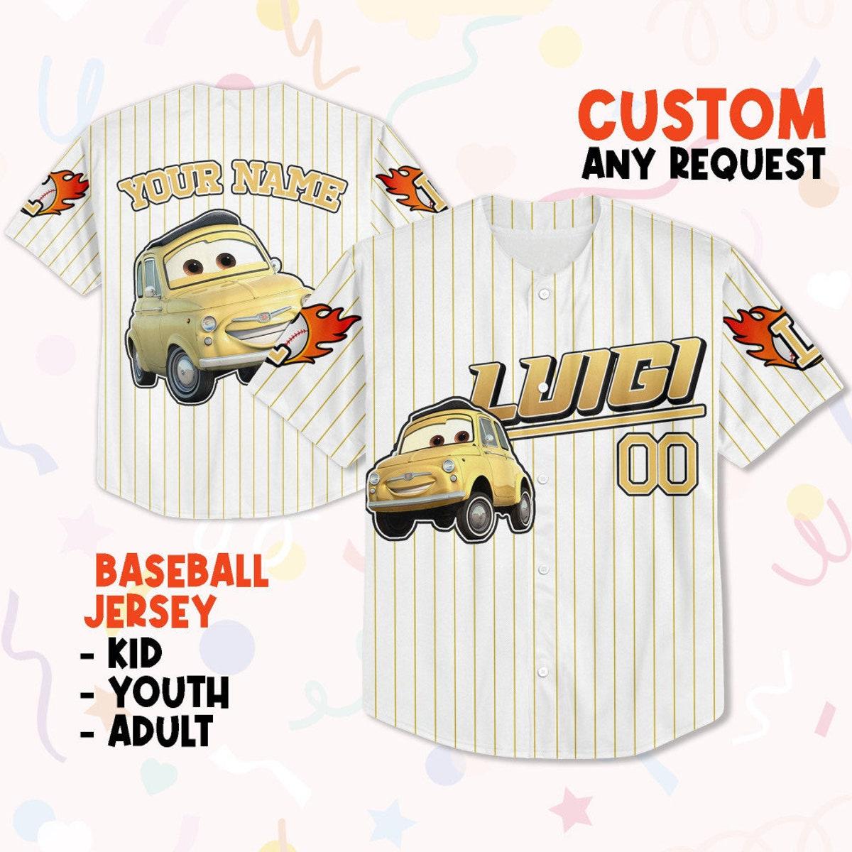 Custom Luigi Yellow Custom Text Baseball Jersey 1