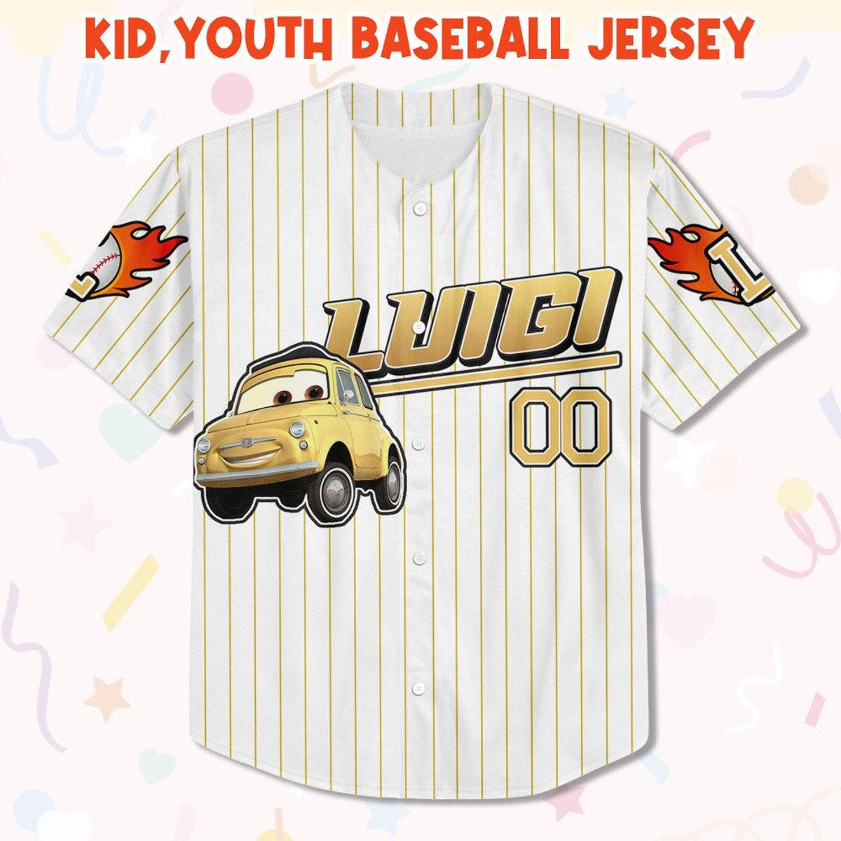 Custom Luigi Yellow Custom Text Baseball Jersey 2