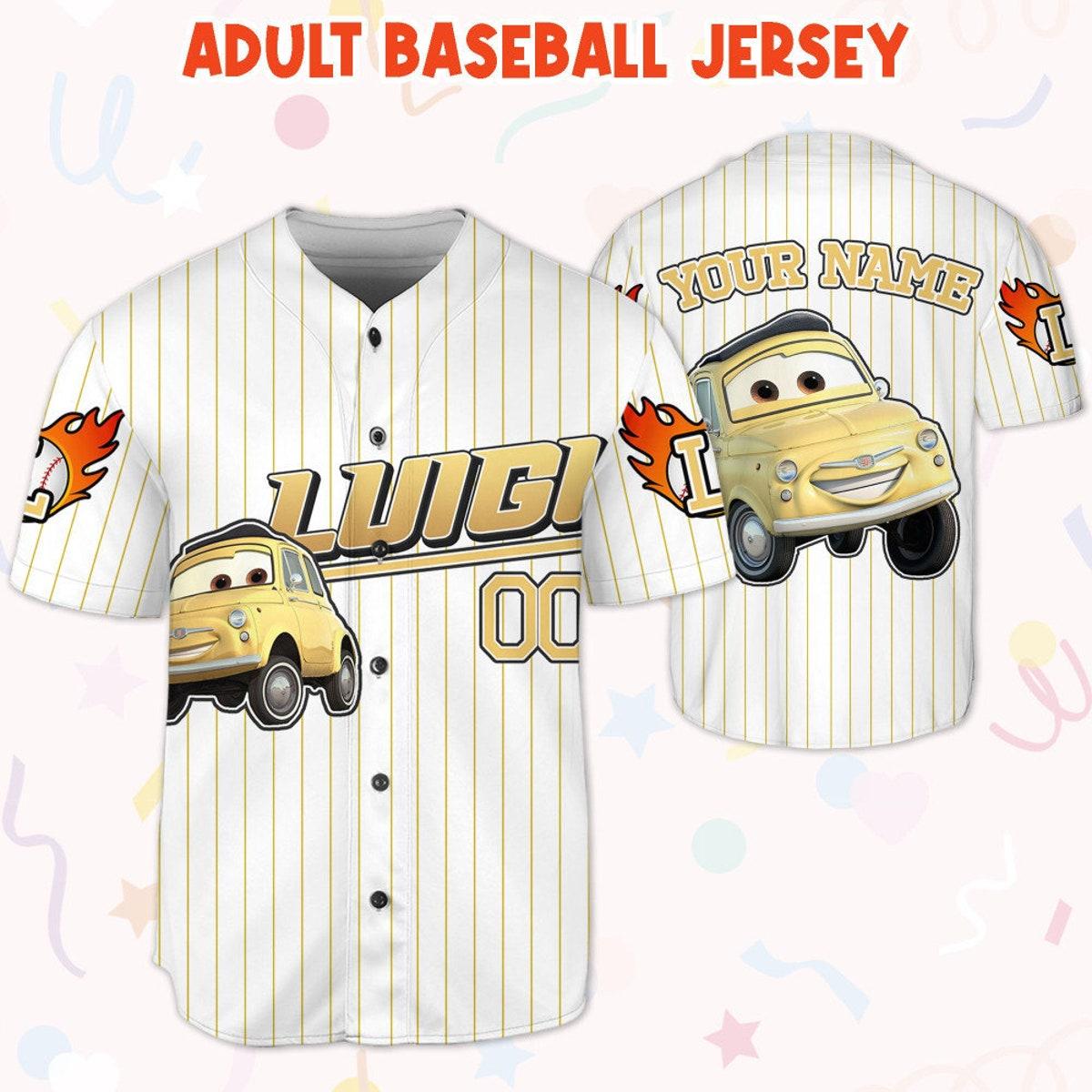 Custom Luigi Yellow Custom Text Baseball Jersey 5