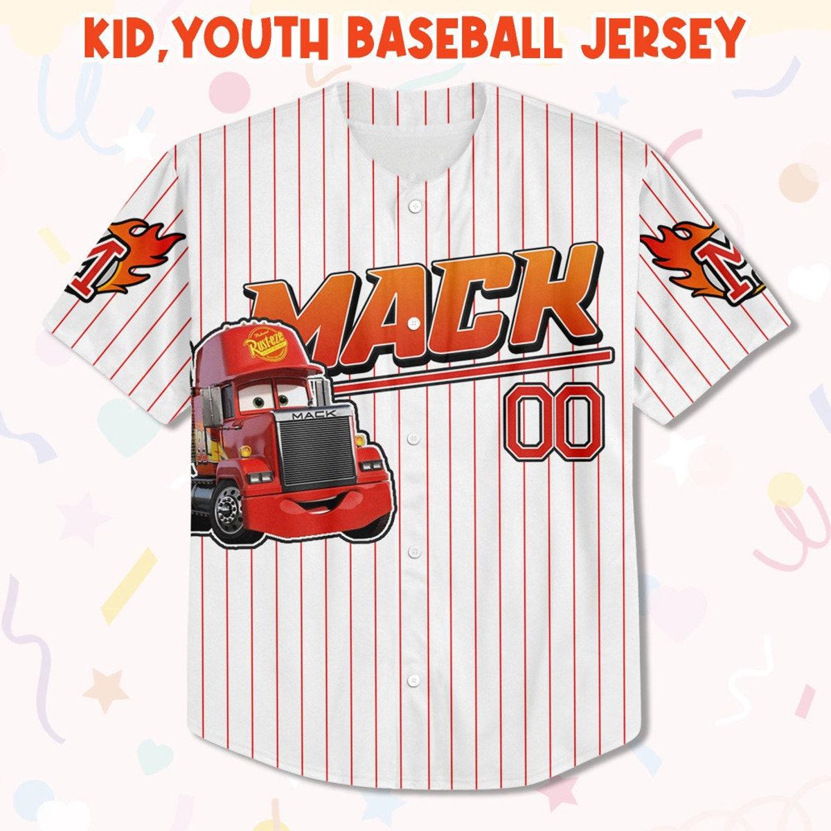 Custom Mack Red Lightning Mcqueen Custom Text Baseball Jersey 2