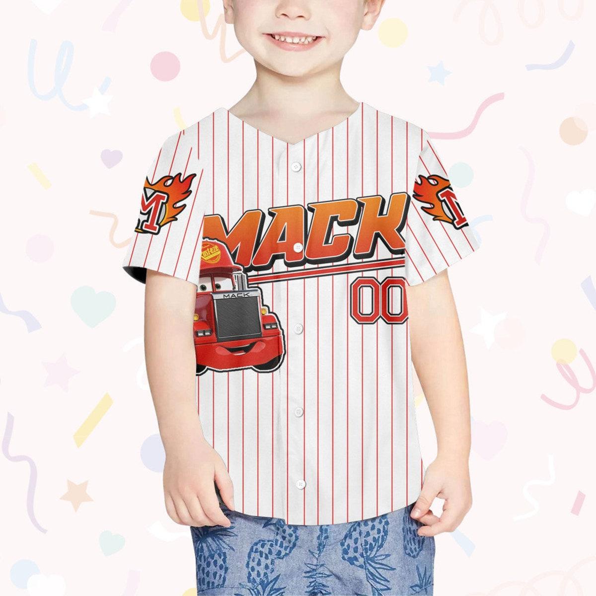 Custom Mack Red Lightning Mcqueen Custom Text Baseball Jersey 4