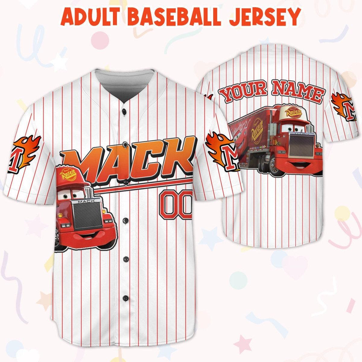 Custom Mack Red Lightning Mcqueen Custom Text Baseball Jersey 5